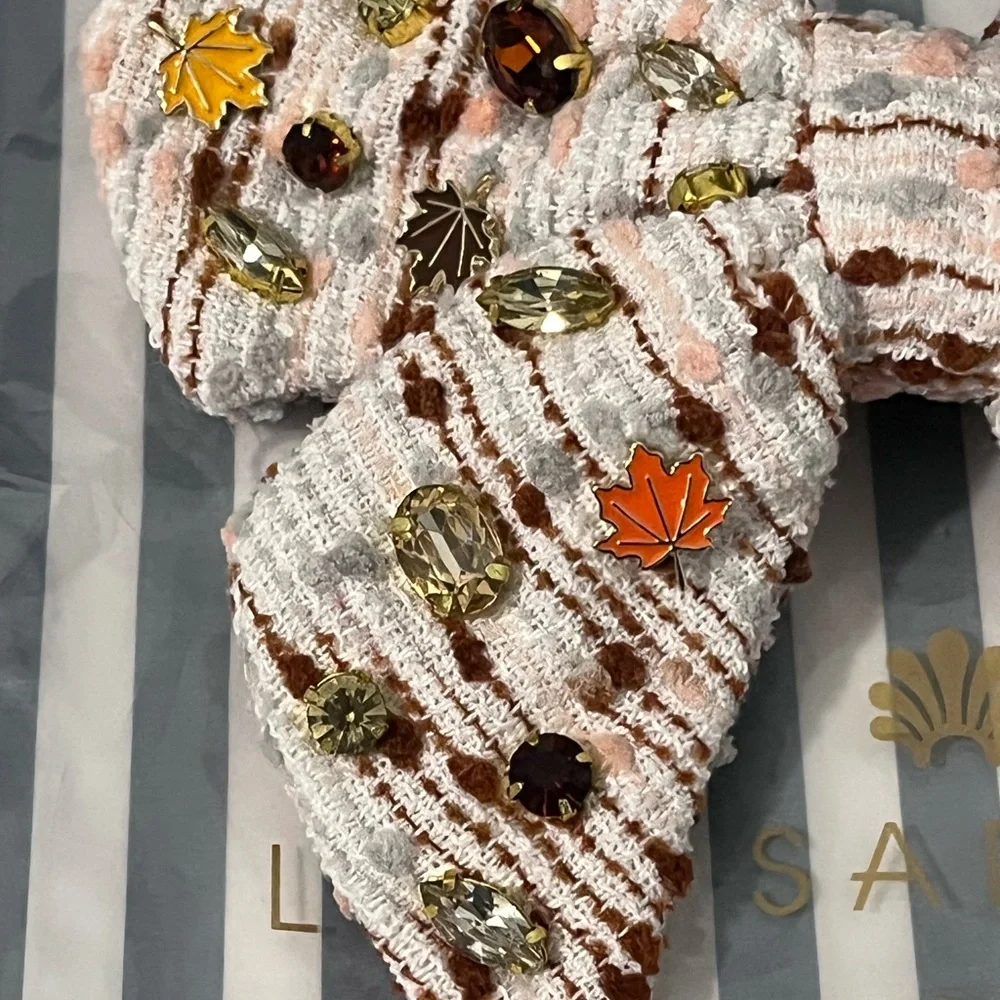 LELE SADOUGHI AUTUMN BOUCLE FALLING LEAVES CRYSTAL BOW BARRETTE